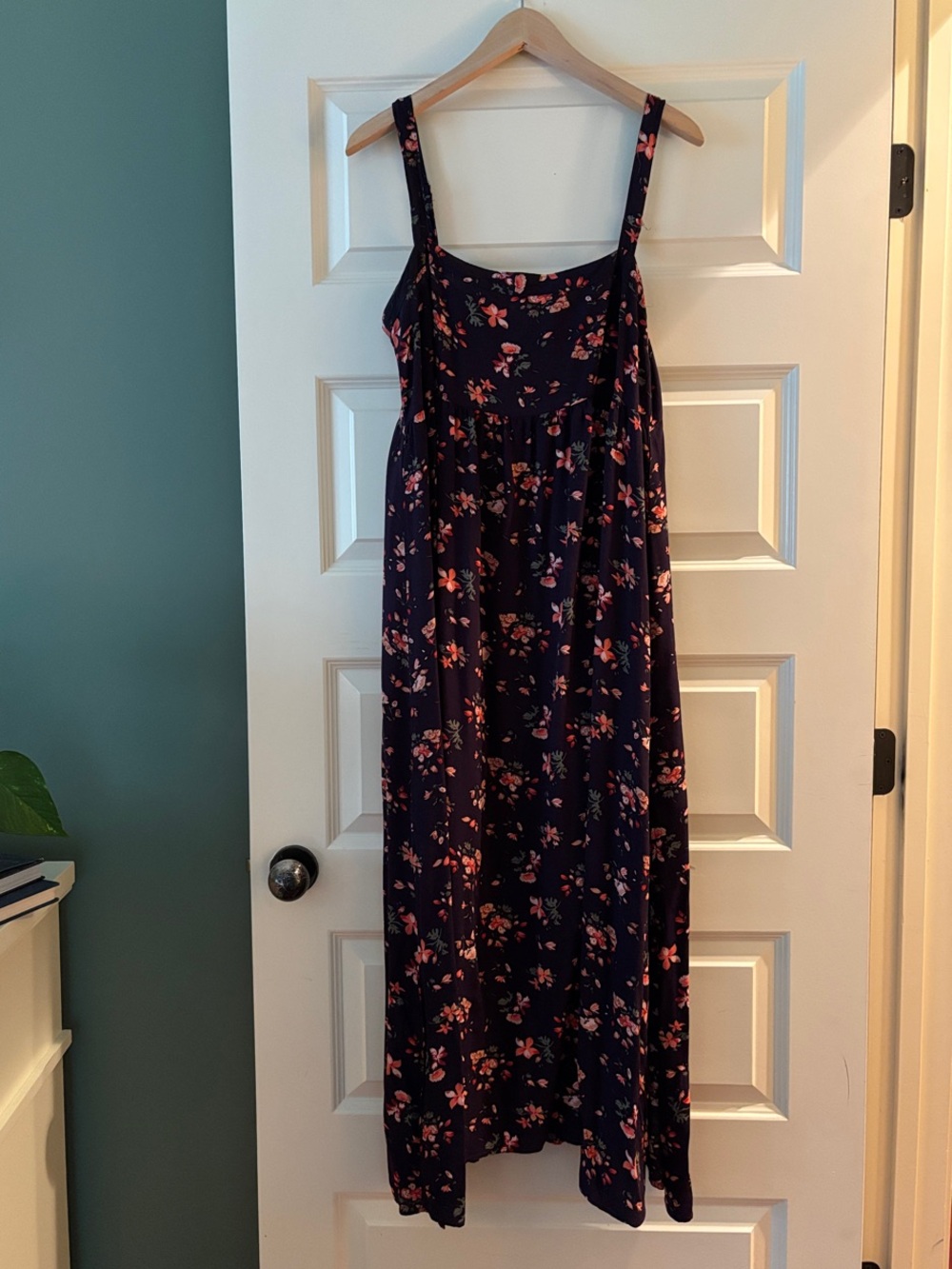 NATURAL LIFE Dark Plum Floral Maxi Sundress with Pink Blossoms